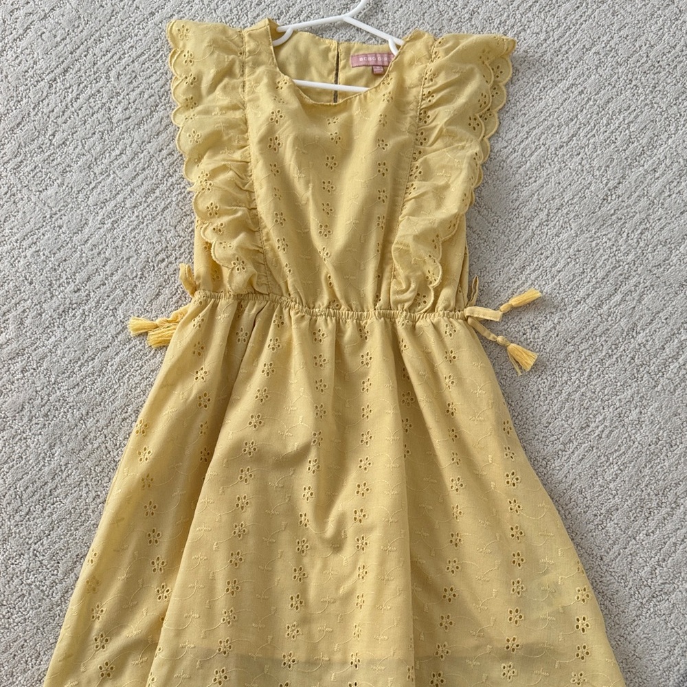 BCBG Yellow Eyelet Ruffle Kids Dress size 10